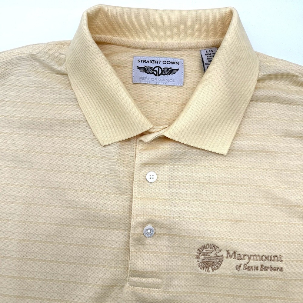 Straight Down Polo Shirt Mens Large Yellow Marymount Santa Barbara Performance L